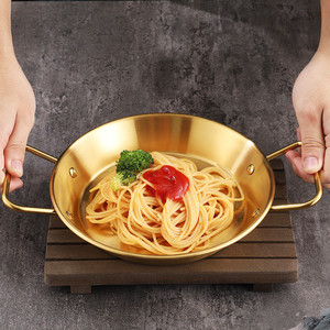 Korean Style Gold Spanish <strong>Paella</strong> <strong>Pan</strong> Silver Stainless Steel <strong>Paella</strong> Frying Cooking <strong>Pan</strong> for Homes or Restaurants Premium - Product Image 6
