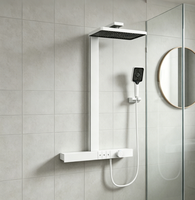 Ensemble de douche mural HONGDEC gris anthracite à 3 fonctions avec pommeau de pluie carré et douchette à main