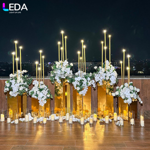 LEDA Luxury High Quality Wedding Event Centerpieces Gold <b>Acrylic</b> Flower Stand <b>Mirror</b> Flower Display Pedestal Stand - Product Image 3
