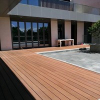 Revêtement de terrasse en composite bois-plastique antidérapant, imperméable, résistant à la décoloration, pour extérieur, jardin, zone publique