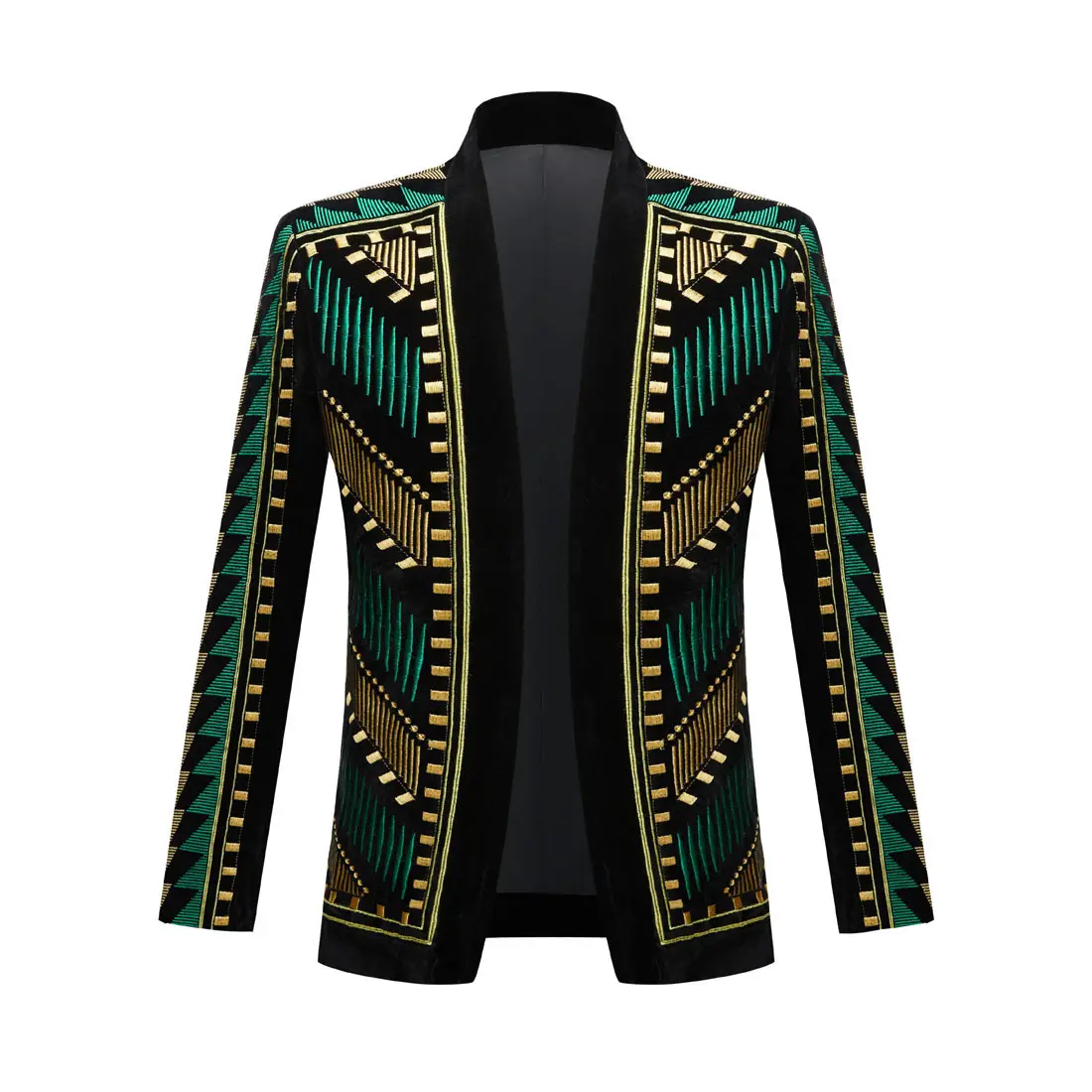 Men's suit jacket Singer's stage performance costume Retro gold embroidery coat