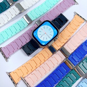 Bracelet de montre en résine acrylique Macaron Arc-en-ciel, couleur bonbon, léger, compatible avec <span class=keywords><strong>Apple</strong></span> <span class=keywords><strong>Watch</strong></span> 41 45 44 40 49mm, mode féminine - Product Image 2