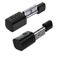 Serrure cylindrique numérique intelligente réglable 60-90 mm TT Lock/Tuya avec déverrouillage par empreinte digitale, application, mot de passe, carte RFID ou clé