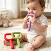 Anneau de dentition en silicone en forme de D pour bébé, qualité alimentaire, jouet de dentition pour nourrisson sans BPA, avec picots de massage, jouet à mâcher pour bébé, couleur personnalisée OEM