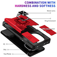 Étui de téléphone magnétique avec support pour Redmi 15C 15 Note 15 Pro Plus Poco X7, en TPU+PC, avec fente coulissante pour carte et protection anti-chute