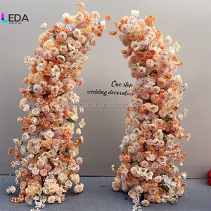 LEDA Arche florale orange pour mariage, décoration de fond de canapé, chemin de table floral en roses pour fête de mariage - Vente chaude - Product Image 1