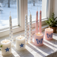 Bougie en bâton artisanale écologique en cire de soja et de paraffine à motifs pour la décoration de la maison en fêtes (Noël, Halloween, Pâques)