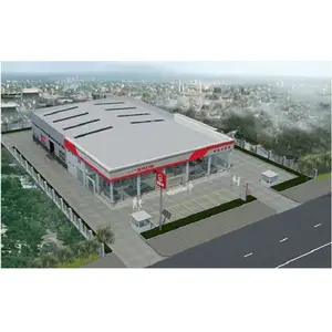 Fast Build Hall Prefabricated Steel Structure Construction Warehouse Design Car 4S Showroom Hall Prefab Building