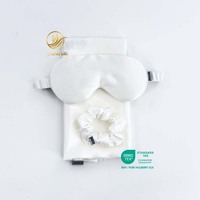 Ensemble cadeau de 3 pièces en soie biologique de qualité 6A, avec taie d'oreiller, masque pour les yeux et chouchous, design personnalisé OEM, broderie élégante