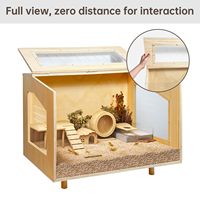 J0 Cages pour cochons d'Inde en bois de bambou Cage pour hamster avec cachette