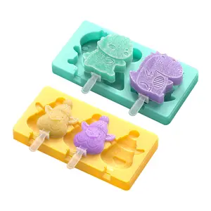 Cheap Ice cube trays silicone mold popsicle DIY hand made Ice cream mold dinosaur shape for kids party family activity