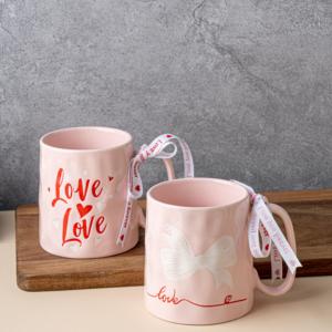 Saint Valentin ours arc tasses <span class=keywords><strong>en</strong></span> céramique tasses à café <span class=keywords><strong>en</strong></span> porcelaine rose cadeau romantique verres pour couples - Product Image 6