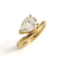 Bague en moissanite couleur 2 carats, forme goutte d'eau, bijoux pour femmes, plaqué argent 925, style européen et américain