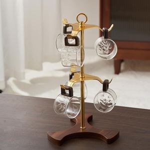 Organisateur de bijoux de style simple, support en fil de fer avec base en bois pour la présentation de colliers, bagues et lunettes - Product Image 4