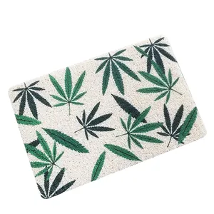 Colorful PVC Cushion Printed Leaf Welcome Front Door Mat coil doormat
