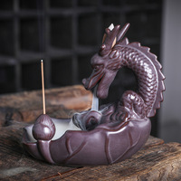 Statue de Dragon en céramique de haute qualité encensoir brûleur à reflux porte-cône d'encens cascade