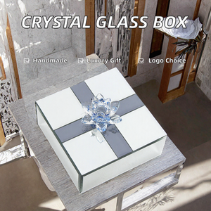 Boîte à bijoux en verre carrée en forme de fleur, faite à la main, luxueuse, pour ranger les souvenirs, avec logo personnalisé, cadeau pour femmes et filles - Product Image 2