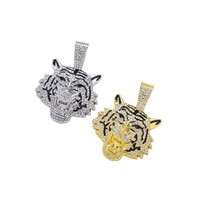 Bijoux hip-hop européens et américains, collier avec pendentif tête de tigre exagéré, accessoire de danse cool pour hommes en boîte de nuit