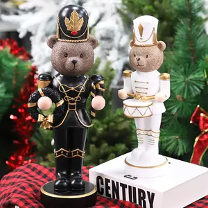 Redeco 2023 New Creative Christmas Table Decorations Cute Resin Bear Holiday Decor Christmas Ornaments Bear Nutcracker Soldier