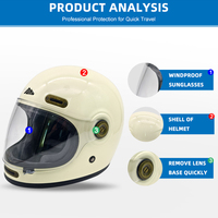 Casque de moto Norisk personnalisé OEM, casque de moto universel quatre saisons, ABS, casque modulaire rétro, casque de moto vintage