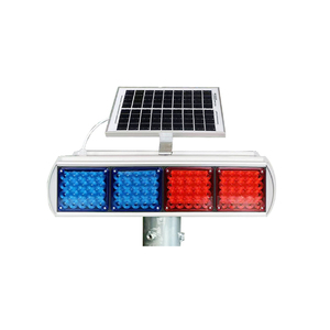 Solar Powered PC Aluminum Red <b>Blue</b> LED Warning <b>Light</b> IP65 Protection Barricade <b>Flashing</b> <b>Light</b> for Road Construction Traffic - Product Image 1