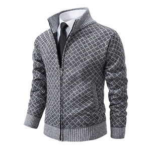Maglione Anti-strizzacervelli in cotone stile classico da uomo grande motivo intrecciato con cerniera invernale con Logo traspirante - Product Image 3