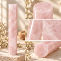 Cylindre en quartz rose poli, pierre décorative pour la maison, le bureau, les étagères et les cadeaux