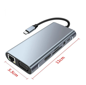 ฮับขยายพอร์ต OEM รุ่นยอดนิยม 11-in-1 <span class=keywords><strong>USB</strong></span> 3.0 พร้อม PD 100mbps, Ethernet, VGA, AUX, <span class=keywords><strong>USB</strong></span> Type C สำหรับ Docking Station สำหรับ MacBook และแล็ปท็อป - Product Image 4