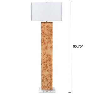 Jia Wenjun Floor Lamp 65.75 In Solid Wood Base White Shade Study Bedroom Lighting - Product Image 1