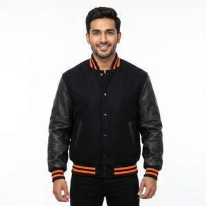 Chaquetas de Béisbol Personalizadas al por Mayor de Buena Calidad, Chaqueta Varsity de Invierno con Cuerpo de Lana y Mangas de Cuero para Hombre - Product Image 1
