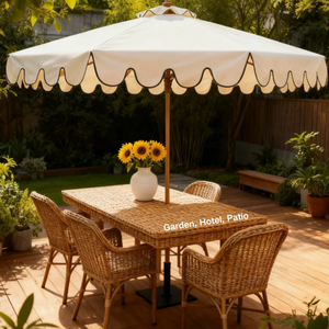 LS Doppelschicht-Wellendesign Aluminium-Stange Weißer Großer Regenschirm |   Strand-, Markt- & Hochzeits-Sonnenschirm Outdoor-Sonnenschutz - Product Image 1