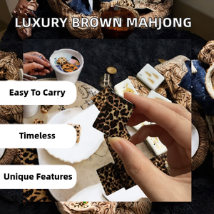Juego de Mahjong Americano Clásico de Lujo en Acrílico Marrón Intenso, con Fichas con Diseños Florales y Naturales Vintage, Ecológico, Duradero y Portátil - Product Image 2