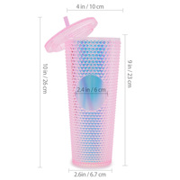 Gobelet isotherme double paroi 24oz avec strass, bouteille d'eau personnalisée avec lumière LED colorée, pour boire directement, idéal pour la rentrée scolaire