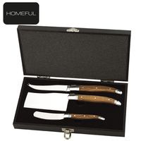 Ensemble de couteaux à fromage de luxe avec manche en bois d'olivier, accessoires de découpe pour planche à charcuterie haut de gamme, couverts de boutique pour la vente au détail