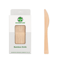 Ensemble de couverts jetables biodégradables en bambou, couteau, fourchette, cuillère, ensemble de voyage avec boîte d'emballage pour avion, couverts en bambou de voyage