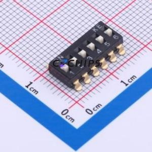 DSIC06LSGET DIP Switch SMD-12P,6x15.2mm Switch Flat Toggle, Raised Type Single Pole Single Throw 6 Gull Wing Type - Product Image 1