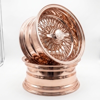Nouvelle jante en acier chromé rétro de luxe 13x7 entièrement dorée à 5 trous brillante pour voitures classiques
