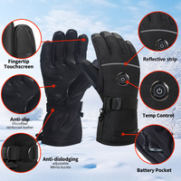 Gants chauffants hommes femmes hiver toucher chaud ski gants chauffants Rechargeable 6000mAh * 2 étanche écran tactile à doigts fendus