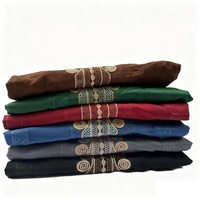 2026 Koshibo Qamis pour homme, Robe arabe, Kaftan, style Saoudien Dubaï, pour la mosquée et les occasions, à manches courtes, respirant, léger, brodé