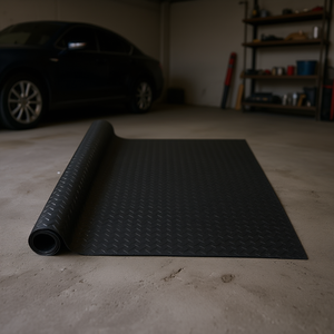 Rouleau de revêtement de sol en caoutchouc gaufré 3 mm 1,22 m x 4,57 m, facile à nettoyer, pour garage, voitures, salle de sport, usage industriel, noir, caoutchouc SBR - Product Image 2