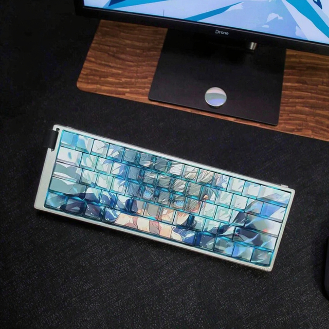 Gojo Satoru ISO/ANSI Side Engraving PBT Double Shot Keycaps Cherry Profile for Mechanical Keyboards