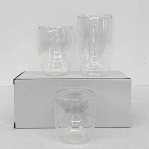 Verres à boire ronds en verre transparent à double paroi pré-perforés de 8oz, 12oz, 15oz, sans pied, type globe de neige, pour DIY paillettes - Product Image 3