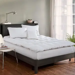 ที่นอน100% สองชั้นแบบปรับแต่งได้ผ้าคลุมเตียงขนาดคิงไซส์ทำจากผ้าฝ้ายสีขาว