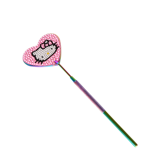 RISI Espejo de Maquillaje Metálico al por Mayor, Herramientas para Pestañas, Espejo con Mango de Diamantes Hello Kitty para Extensiones de Pestañas, Proveedor - Product Image 1