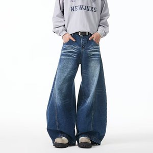 Jeans Casual da Donna Personalizzati Stile Retrò a Gamba Larga <span class=keywords><strong>con</strong></span> Tasche Grandi - Product Image 3