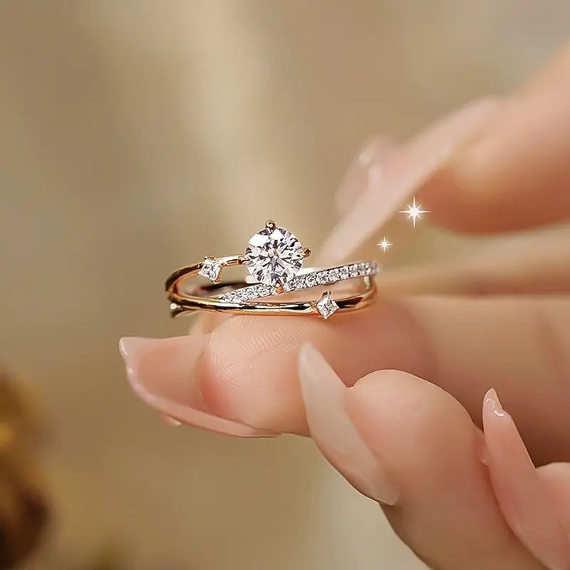 Luce di lusso di Design alla moda 925 in argento Sterling squisito anello cosmico di alta gioielleria per le donne