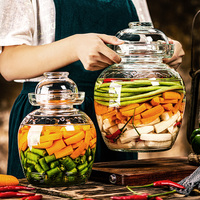 Pot de conservation 5L 10L en verre hermétique pour cuisine, bocaux de stockage domestiques pour cornichons fermentés avec couvercle en verre