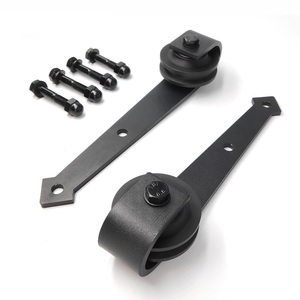 Kit de rails de <span class=keywords><strong>porte</strong></span> à double action avec roulettes, en acier au carbone noir, pour <span class=keywords><strong>porte</strong></span> de grange <span class=keywords><strong>coulissante</strong></span> à suspension - Product Image 2