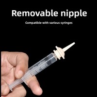 Mangeoire en plastique pour animaux de compagnie nouveau-nés (chatons, chiots, chiens) - Seringue jetable détachable, tétine miracle pour l'alimentation et l'abreuvement manuel