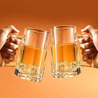 Mug à bière en verre épais transparent avec poignée, résistant à la chaleur, pour bière, café, jus - Vente en gros